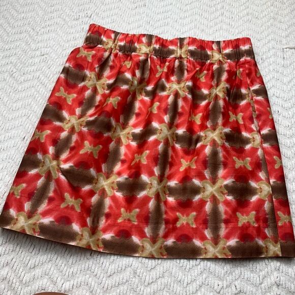 J. Crew Brown And Orange Patterned A-Line Skirt Size 4 - Picture 5 of 6